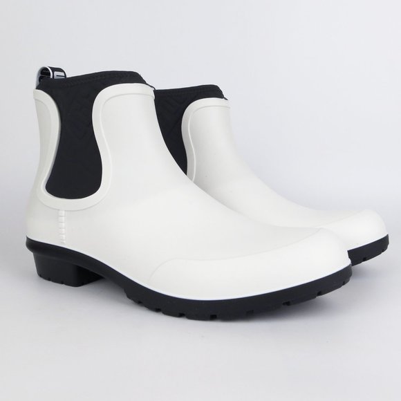 UGG Chevonne Rain Boots Fur Insole Black White NEW - Picture 3 of 6